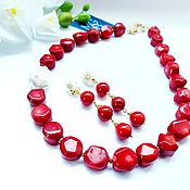Украшения handmade. Livemaster - original item Coral necklace and earrings 