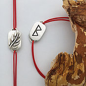 Украшения handmade. Livemaster - original item Berkana, Bracelet on a red thread with the Berkana rune, silver. Handmade.