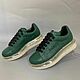 Sneakers made of genuine crocodile leather, in green color, Training shoes, St. Petersburg,  Фото №1