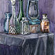  Glass bottle. Still life. Watercolor, Pictures, Penza,  Фото №1