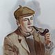Painting with watercolours Sherlock (Holmes, grey & beige). Pictures. Pastelena. Online shopping on My Livemaster.  Фото №2