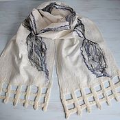 Аксессуары handmade. Livemaster - original item Felted women`s scarf.White felted scarf made of wool and silk. Handmade.