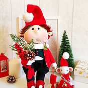 Куклы и игрушки ручной работы. Ярмарка Мастеров - ручная работа Новогодняя кукла гномик с мышонком. Handmade.