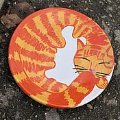Посуда ручной работы. Ярмарка Мастеров - ручная работа Plato de regalo de gato de gato rojo con patrón de gato. Handmade.