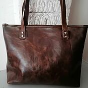 Сумки и аксессуары handmade. Livemaster - original item Bag Leather Women`s Shopping Bag Brown Vintage. Handmade.