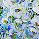 Голубая картина с белыми цветами. Полевые цветы и белые розы картина. Картины. Марина Маткина Вдохновение красотой. Интернет-магазин Ярмарка Мастеров.  Фото №2