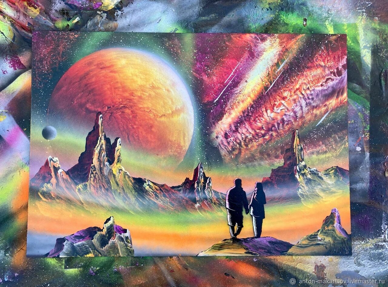 Картины баллончиком Spray art Пара в космосе в интернет-магазине на ...
