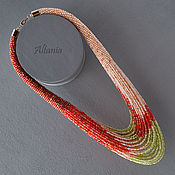 Украшения handmade. Livemaster - original item Peach, kiwi and... tomato necklace made of beads. Handmade.