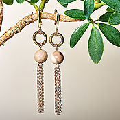 Украшения handmade. Livemaster - original item Long earrings with faceted Jasper beads and tassels. Handmade.