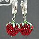 Серьги серебро ягода малина стекло лэмпворк lampwork. Серьги классические. Украшения (BijouByKatie). Ярмарка Мастеров.  Фото №5