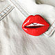 Brooch ' Lips bright, red, juicy, scarlet, with piercing'. Brooches. greenfox-23. My Livemaster. Фото №4