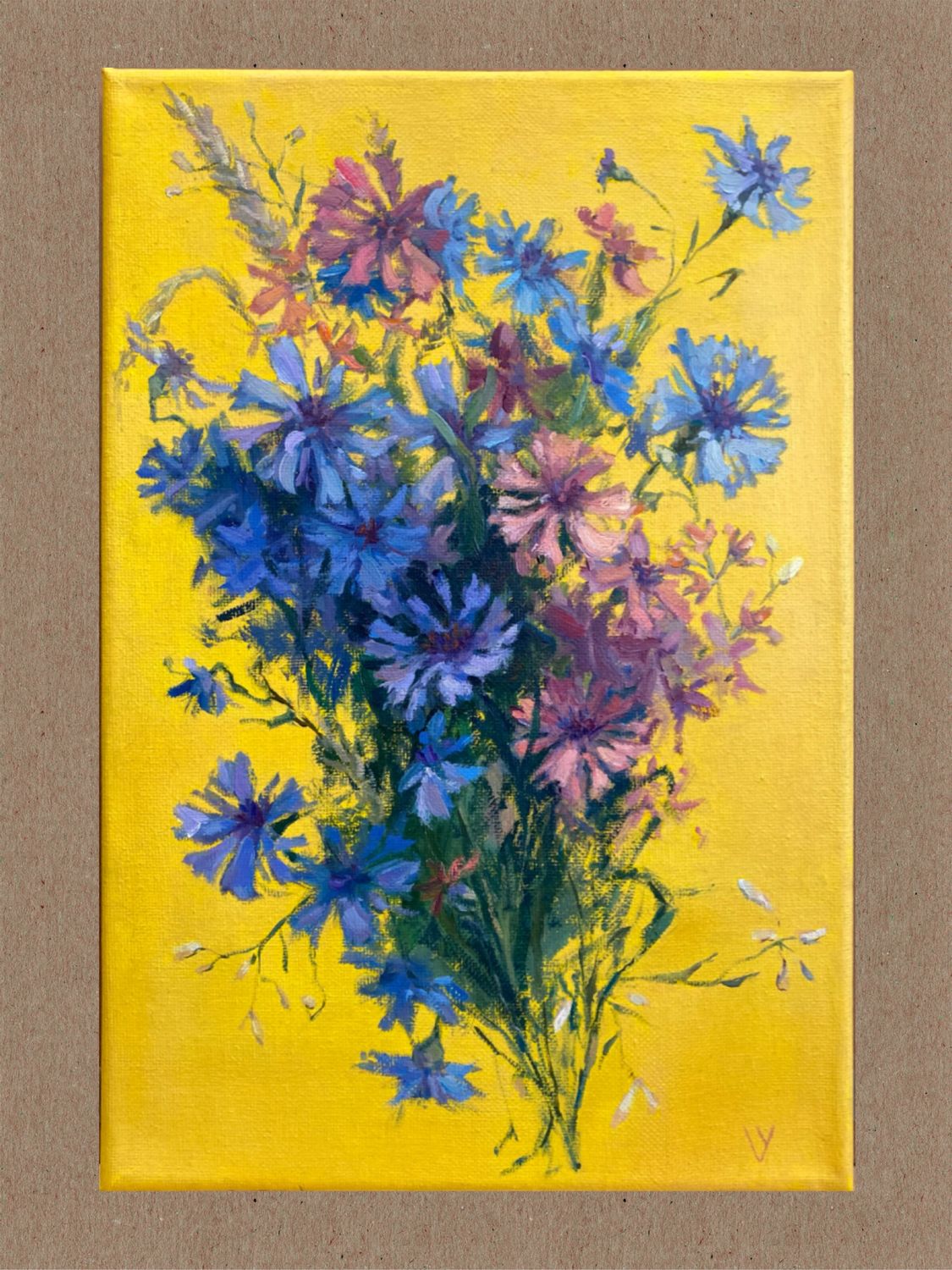 Летний букет с васильками картина маслом на холсте купить в интернет ...