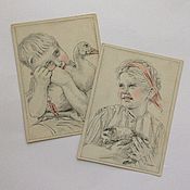 Винтаж: До 1905 года  Флирт  Антикварные открытки