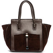 Винтаж handmade. Livemaster - original item Bag made of genuine leather and suede brown. Italy, brand. Handmade.