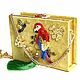 Suede clutch book with gold accessories ' Parrot', Clutches, Moscow,  Фото №1