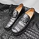 Moccasins men's crocodile leather, black color. Moccasins. SHOES&BAGS. Online shopping on My Livemaster.  Фото №2