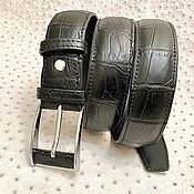 Аксессуары handmade. Livemaster - original item Men`s belt, made of the abdominal part of crocodile skin, in black!. Handmade.