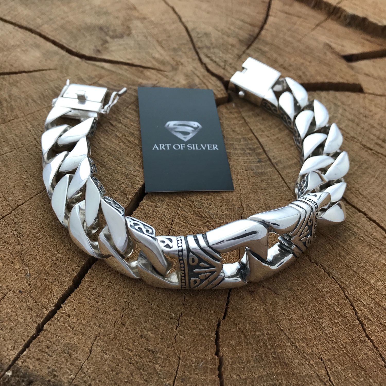 Серебрянный цепочный браслет Dior мужской