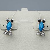 Украшения handmade. Livemaster - original item Silver earrings with natural turquoise 10h5mm. Handmade.