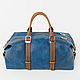 Кожаная дорожно - спортивная сумка ( синий джинс). Спортивная сумка. ЭклектикАрт. Ярмарка Мастеров.  Фото №4