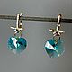 Swarovski серьги Аквамариновое сердце 18 mm. Серьги классические. TLN North. Ярмарка Мастеров.  Фото №6