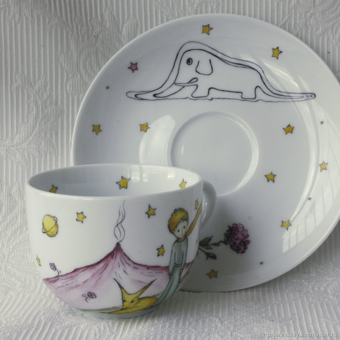 посуда маленький принц. 2 пр. чайная пара маленький принц коралл. кружка маленький принц 420мл фарфор.