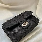 Сумки и аксессуары handmade. Livemaster - original item Black Python Leather Shoulder Bag. Handmade.