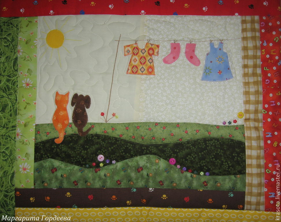 Хорошо летом, теплооооо!.. Текстильная картинка Готовая работа, Одеяло для детей, Псков,  Фото №1