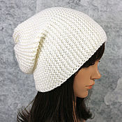 Аксессуары handmade. Livemaster - original item Beanie hat knitted Hooligan White. Handmade.