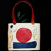 Сумки и аксессуары handmade. Livemaster - original item Белая кожаная сумка "Миро. Красное солнце". Handmade.