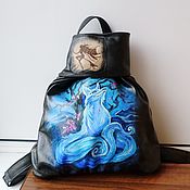 Сумки и аксессуары handmade. Livemaster - original item Backpack leather with painting Kitsune Fox) custom for Anna. Handmade.