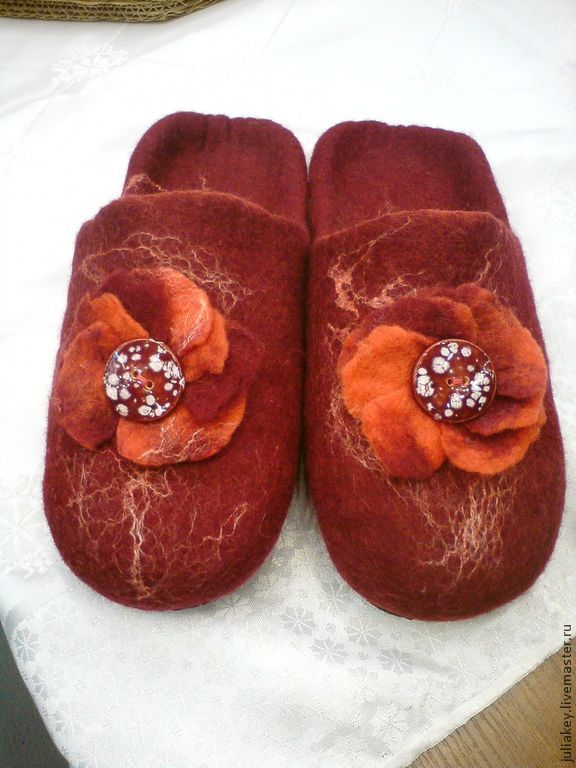 Slippers-felted flip flops Dream in color Bordeaux, Slippers, Moscow,  Фото №1