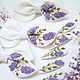 Bow and Hairpin, linen - embroidery Lilac