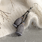 Earrings made of polymer clay of grey 