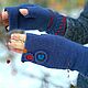 Women's warm mittens with embroidery knitted - a gift for a woman on March 8. Mitts. Джемпера, шапки, палантины от 'Azhurles'. Online shopping on My Livemaster.  Фото №2