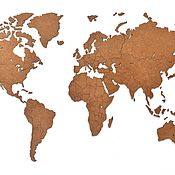 Дизайн и реклама ручной работы. Ярмарка Мастеров - ручная работа Mapa del mundo decoración de la pared marrón 90h54 cm. Handmade.