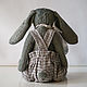 Зайка тедди в комбинезоне. Тедди Зверята. Handsewing.toys (Ирина). Ярмарка Мастеров.  Фото №10