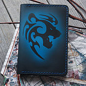 Сумки и аксессуары handmade. Livemaster - original item The passport cover is leather with a zodiac Lion pattern. Handmade.