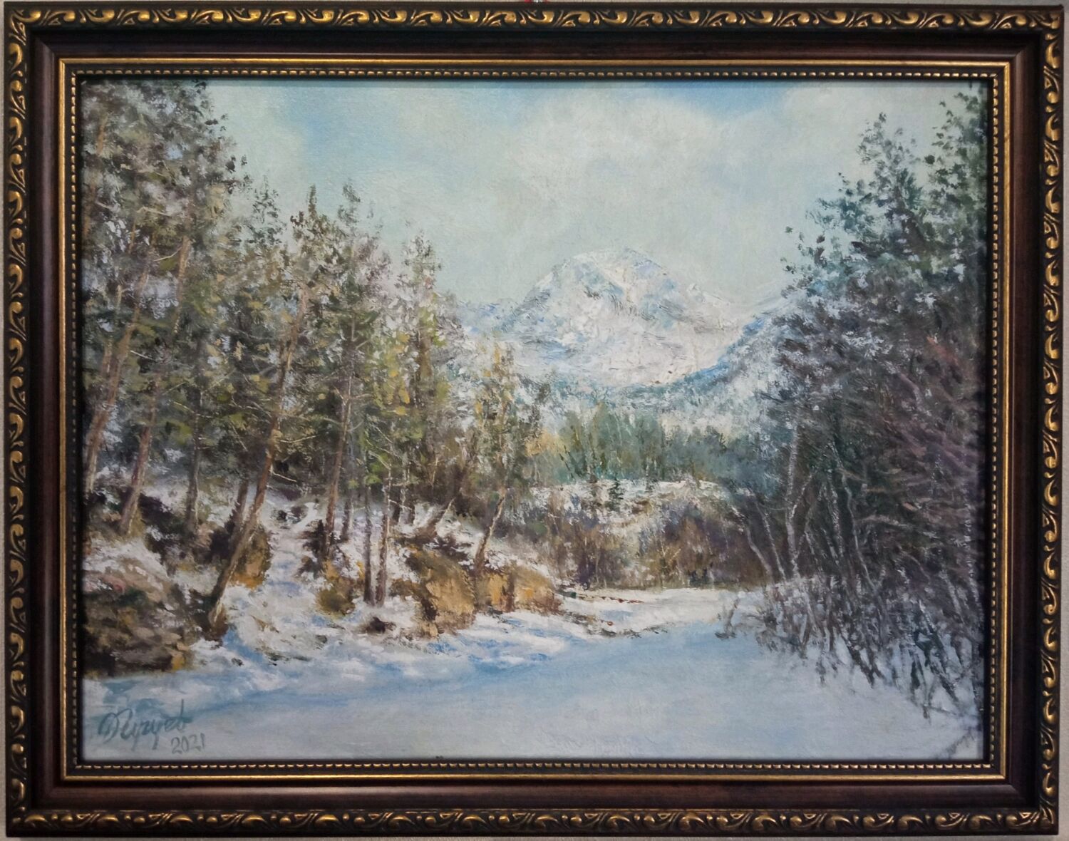 Картина "Зима.Пригорье", масло, холст на картоне, 400х300. в интернет ...