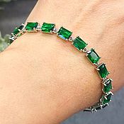 Украшения handmade. Livemaster - original item A magnificent bracelet with cubic zirconia under the emerald. Handmade.