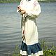 Бело-синяя рубаха-платье. Платья. СЛАВный стиль от Заряны и Анны. Интернет-магазин Ярмарка Мастеров.  Фото №2