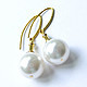 Серьги с жемчугом Сваровски.(Pearl white). Серьги классические. Марина Кирилина авторские украшения. Ярмарка Мастеров.  Фото №5