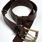 Аксессуары handmade. Livemaster - original item Leather belt brown copper. Handmade.