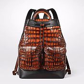 Сумки и аксессуары handmade. Livemaster - original item Crocodile and genuine leather backpack, stylish and comfortable!. Handmade.