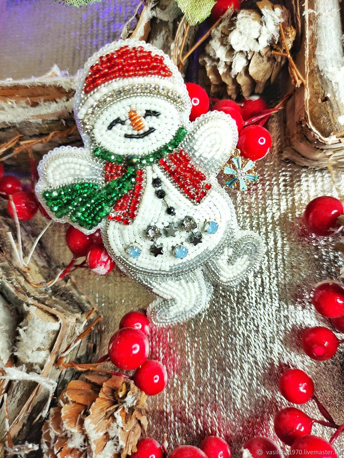 Brooch-pin: Cheerful snowman, Brooches, Yaroslavl,  Фото №1