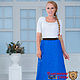 Double-sided synthetic polyester skirt with elastic blue and white, Skirts, St. Petersburg,  Фото №1