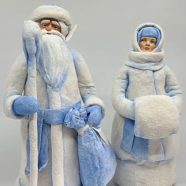Куклы и игрушки ручной работы. Ярмарка Мастеров - ручная работа Дед Мороз и Снегурочка из ваты .. Handmade.