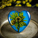 Голубое кольцо-сердце с желтым цветком, Кольца, Сочи,  Фото №1