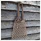 Mocha Macrame String Bag with Flower. String bag. Makrame s karelskoj dushoj. Ярмарка Мастеров.  Фото №4
