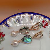 Украшения handmade. Livemaster - original item Earrings with mother of pearl and pearls. Handmade.